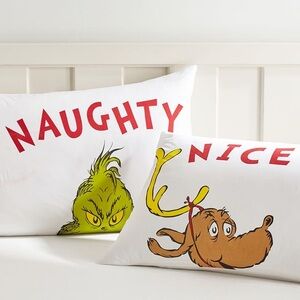 NWOT Pottery Barn Teen PBTeen Nice Naughty Cotton Pillow Cases, 1 pair